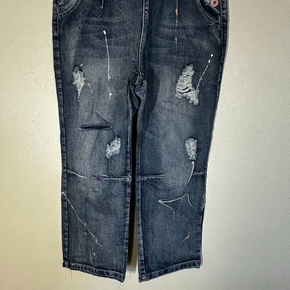 Yapai Vintage 1987 Overall Women Jeans Large 28 Blue Capri Mid Rise Denim - Picture 6 of 15